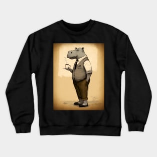 Funny Hipster Hippo Crewneck Sweatshirt